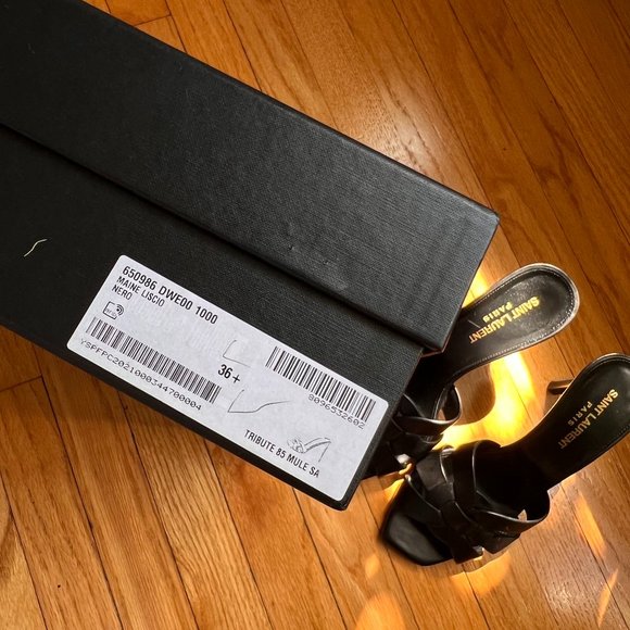 SAINT LAURENT Tribute woven leather mules SZ 36.5 - Picture 6 of 16